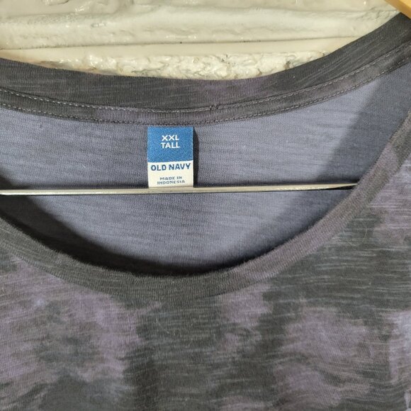 Old Navy Womens Dress XXL Tall Plus Short Sleeve Blue Black Tie Dye TIE16XE - Picture 10 of 11